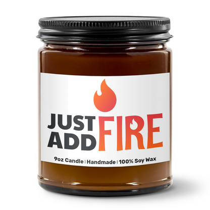 9oz Amber Jar Candle | 3"x2" White Label | Black Matte Lid